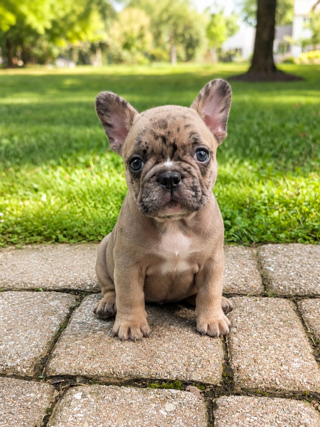 Sprinkles, a merle French Bulldog puppy